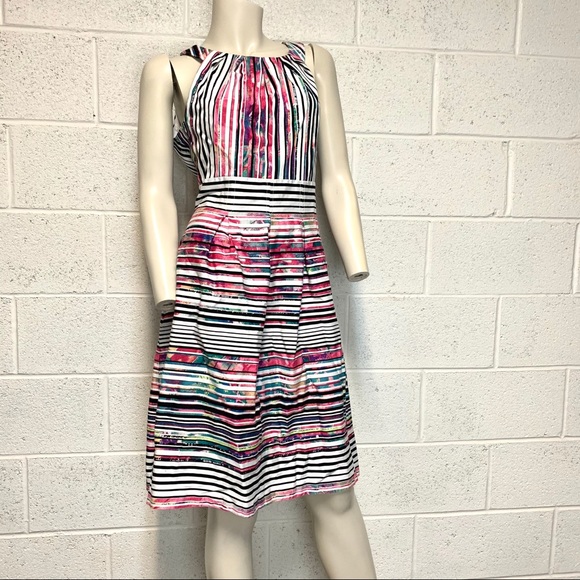 Nine West Dresses & Skirts - NINE WEST striped fit & flare pleated dress D1 43